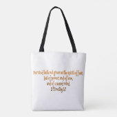 God heeft ons niet de geest van angst gegeven tote bag (Achterkant)
