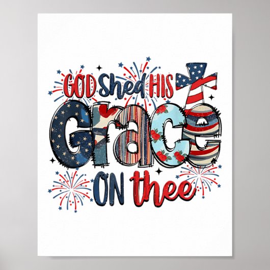 God heeft zijn genade afgeworpen op 4 juli Groovy Poster (Voorkant)