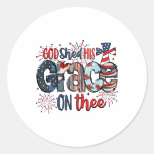 God heeft zijn genade afgeworpen op 4 juli Groovy  Ronde Sticker
