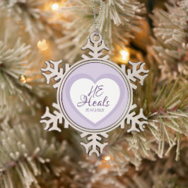 God Heelt de Gebroken Hart Licht Paars Tin Sneeuwvlok Ornament
