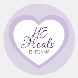 God Heelt de Gebrokenharten Lichtpaarse Troost Ronde Sticker