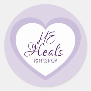 God Heelt de Gebrokenharten Lichtpaarse Troost Ronde Sticker