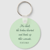 God Heelt de Gebrokenharten Zachte Groene Aanmoedi Sleutelhanger (Achterkant)