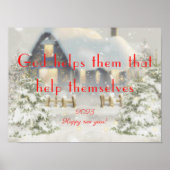 God helpt hen gelukkig poster van het nieuwe jaar (Voorkant)