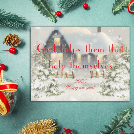 God helpt hen gelukkig poster van het nieuwe jaar