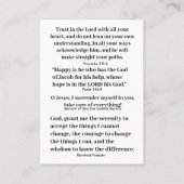 God helpt ons in tijden van nood visitekaartje (Achterkant)