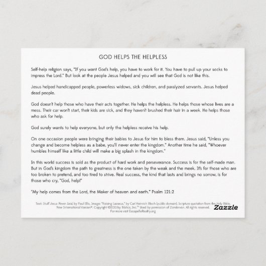 God Helpt (SJNS) Briefkaart (Achterkant)