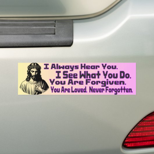 God hoort altijd Christelijke aanmoediging van Jez Bumpersticker (Op auto)