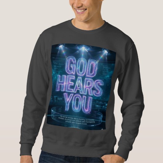 God hoort je – Psalm 34:17 sweatshirt (Voorkant)