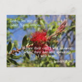 God hoort u Bijbelvers Briefkaart (Voorkant)