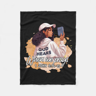 God Hoort Wanneer Wij Bidden Geloof Zwarte Geschie Fleece Deken