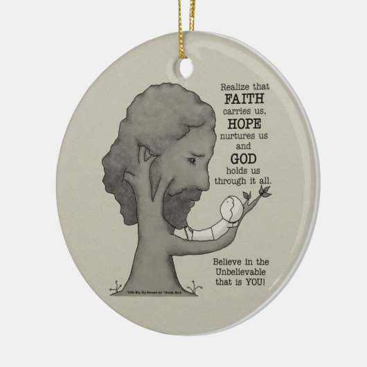 God houdt ons keramisch ornament (Links)