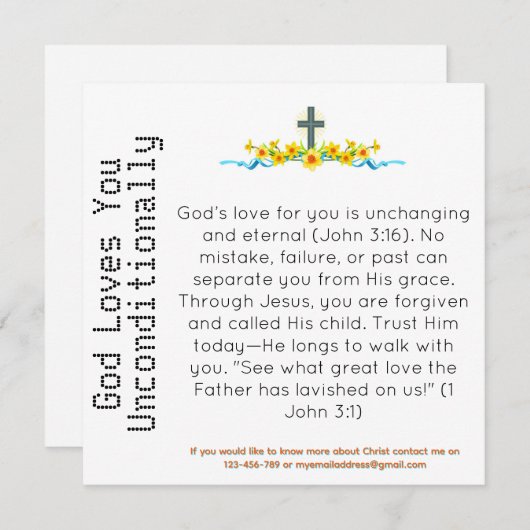 God houdt onvoorwaardelijk van je om Kaart te zien (Voorkant / Achterkant)