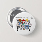 God houdt van dat je hem aantrekt ronde button 5,7 cm (Voorkant /achterkant)