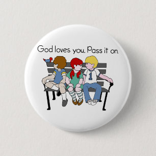 God houdt van dat je hem aantrekt ronde button 5,7 cm