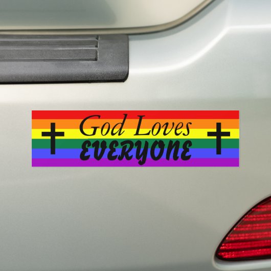 God houdt van iedereen bumpersticker (Op auto)