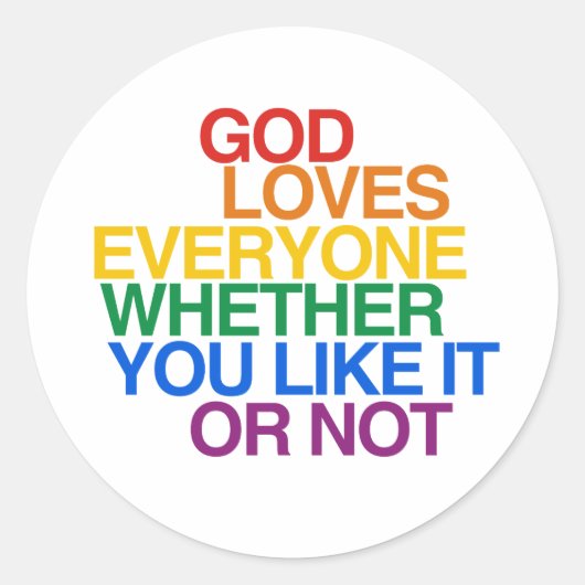 GOD HOUDT VAN IEDEREEN - RONDE STICKER (Voorkant)