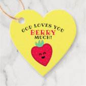 God houdt van je bessen veel aardbeien hart bedankjes labels (Voorkant)