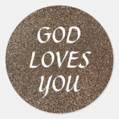God houdt van je glitter aangepaste tekst Christel Ronde Sticker (Voorkant)