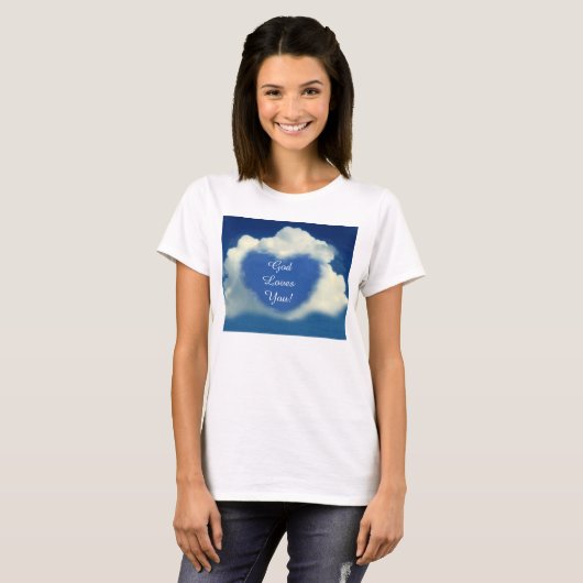 God houdt van je hart t-shirt (Voorkant volledig)