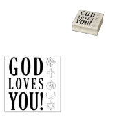 God houdt van je & religies symbolen rubberstempel (Gestempeld)