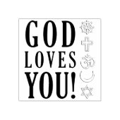 God houdt van je & religies symbolen rubberstempel (Afrduk)