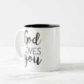 God houdt van je tweekleurige koffiemok (Voorkant links)