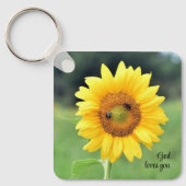 God houdt van je zonnebloem Sleutelhanger (Voorkant)