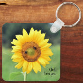God houdt van je zonnebloem Sleutelhanger (Achterkant)