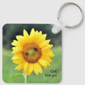 God houdt van je zonnebloem Sleutelhanger (Achterkant)