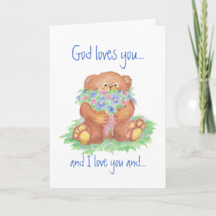 God Houdt van Jou en ik hou van jou, Teddybeerbloe Kaart