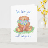 God houdt van jou en ik houden van jou, Teddy Bear Kaart (Gele Bloem)