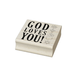 God houdt van jou en religieuze symbolen rubberstempel