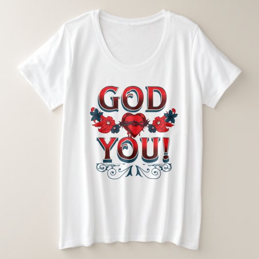 God houdt van jou grote maat t-shirt (Design voorkant)