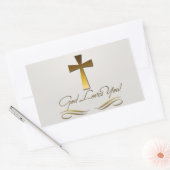 God houdt van jou rechthoekige sticker (Envelop)