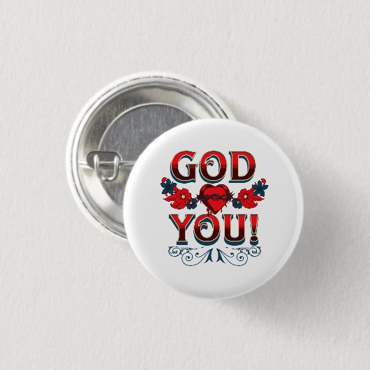 God houdt van jou ronde button 3,2 cm (Voorkant /achterkant)
