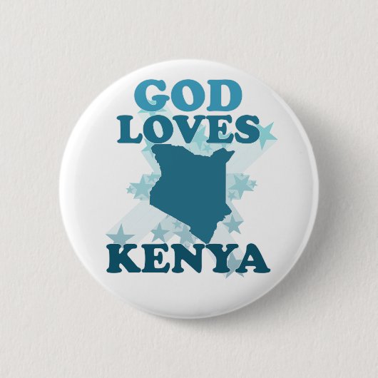 God houdt van Kenia Ronde Button 5,7 Cm (Voorkant)
