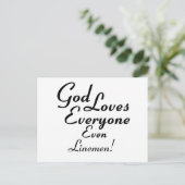 God houdt van Linemen! Briefkaart (Staand voorkant)