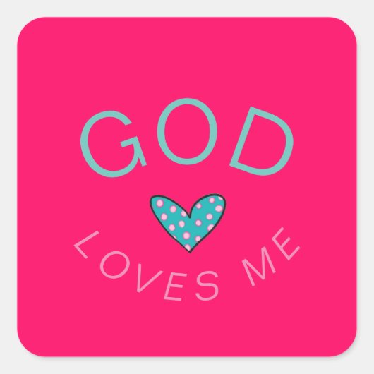 God houdt van me donkerroze vierkante sticker (Voorkant)