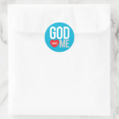 God houdt van mij ronde sticker (Tas)
