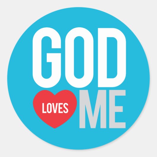 God houdt van mij ronde sticker (Voorkant)
