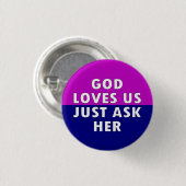 God houdt van ons ronde button 3,2 cm (Voorkant /achterkant)