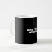 God houdt van rare mensen koffiemok (Voorkant links)