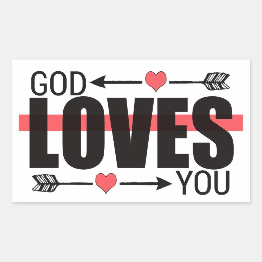 God houdt van u Johannes 3:16 Rechthoekige Sticker (Voorkant)