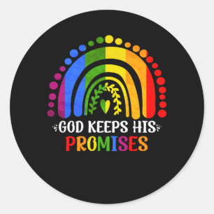 God houdt zijn belofte aan de regenboog Christelij Ronde Sticker