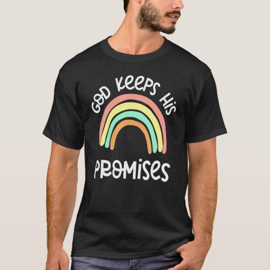 God houdt zijn beloften Christelijke Rainbow Bible T-shirt (Voorkant)