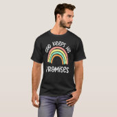 God houdt zijn beloften Christelijke Rainbow Bible T-shirt (Voorkant volledig)