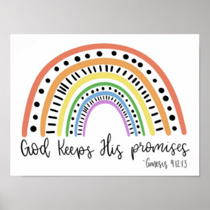 God houdt zijn beloften - regenboog poster