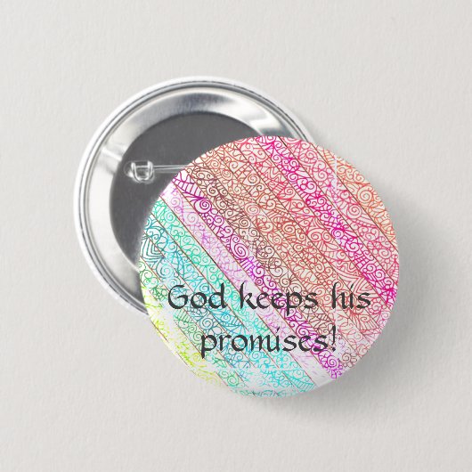 "God houdt zijn beloften waar!" RegenboogButton Ronde Button 5,7 Cm (Voorkant /achterkant)