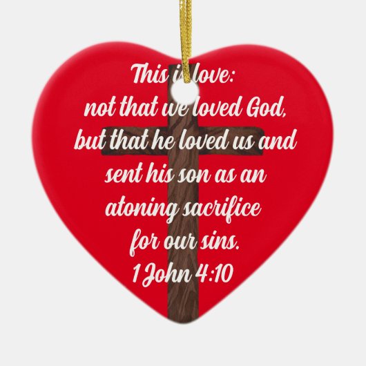 God houdt zo veel van ons 1 John 4:10 Bijbelversie Keramisch Ornament (Voorkant)